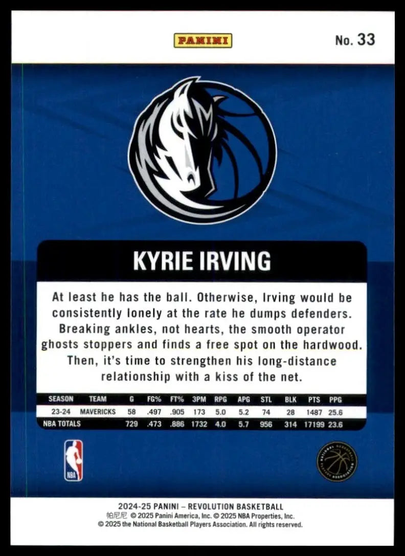 2024-25 Panini Revolution Kyrie Irving #33 Dallas Mavericks Basketball Card NBA