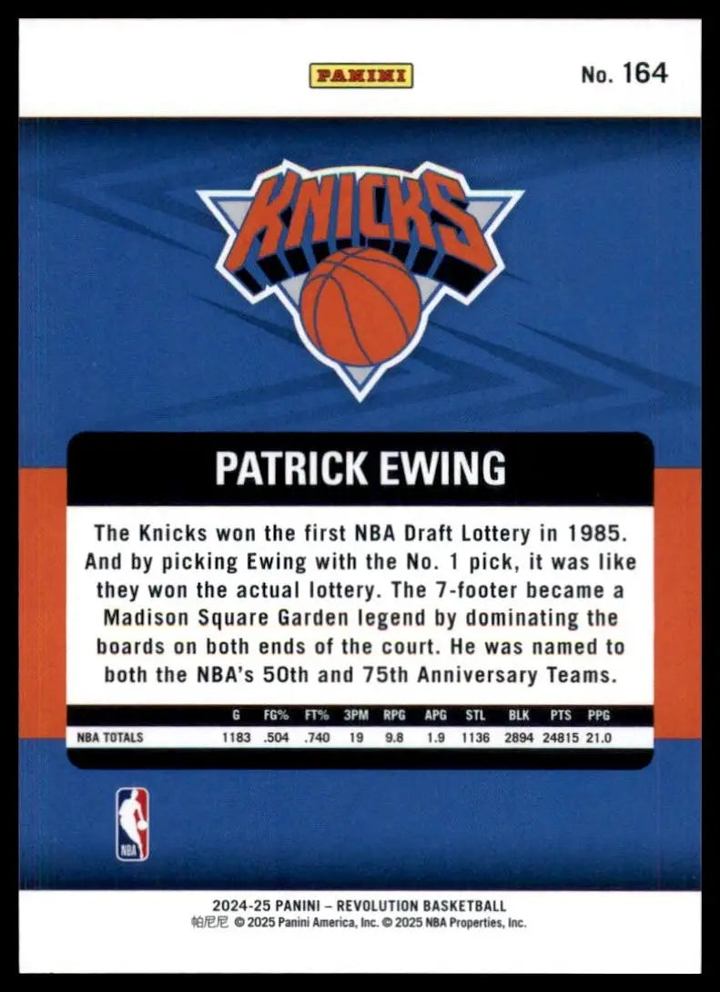 2024-25 Panini Revolution Legends Patrick Ewing #164 New York Knicks Basketball