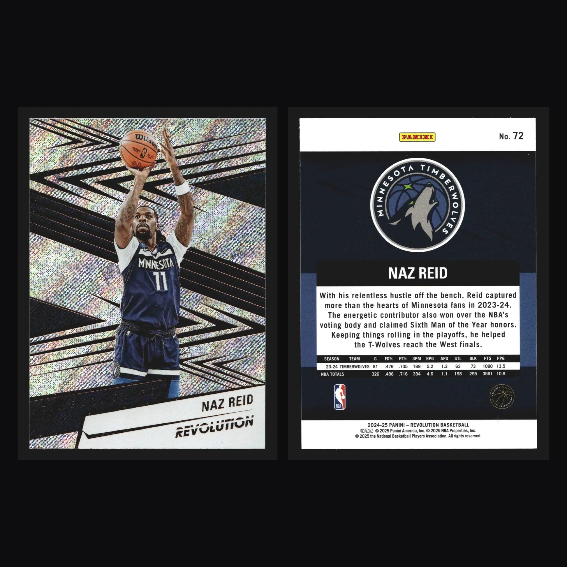 2024-25 Panini Revolution Naz Reid #72 Minnesota Timberwolves - Basketball Card Single