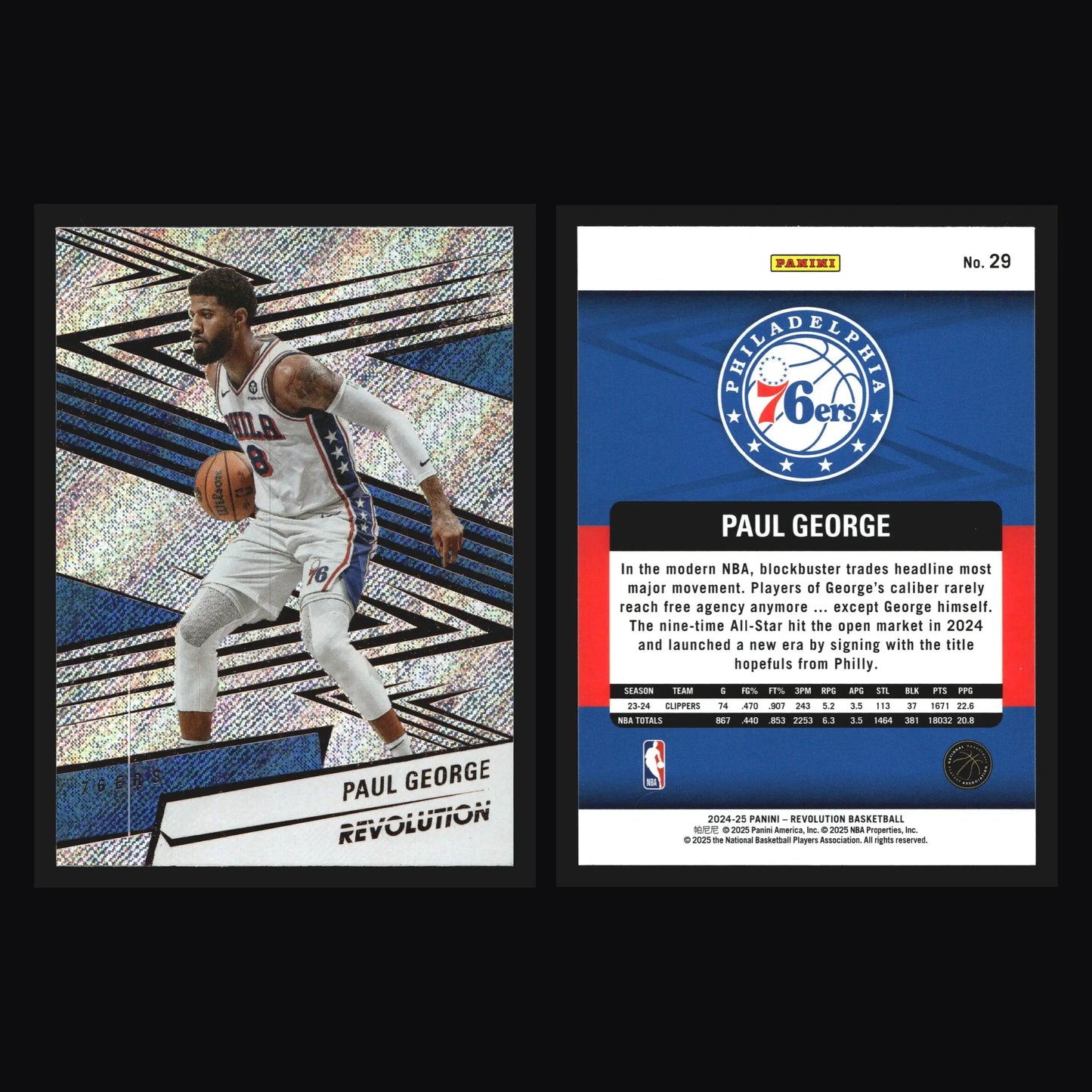 2024-25 Panini Revolution Paul George #29 Philadelphia 76ers - Basketball Card Single