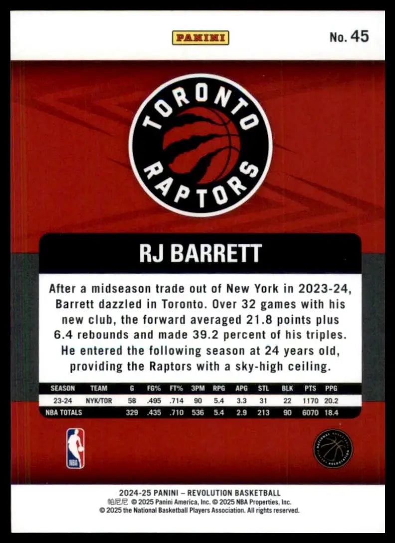 2024-25 Panini Revolution RJ Barrett #45 Toronto Raptors Basketball Card NBA - Basketball Card Single