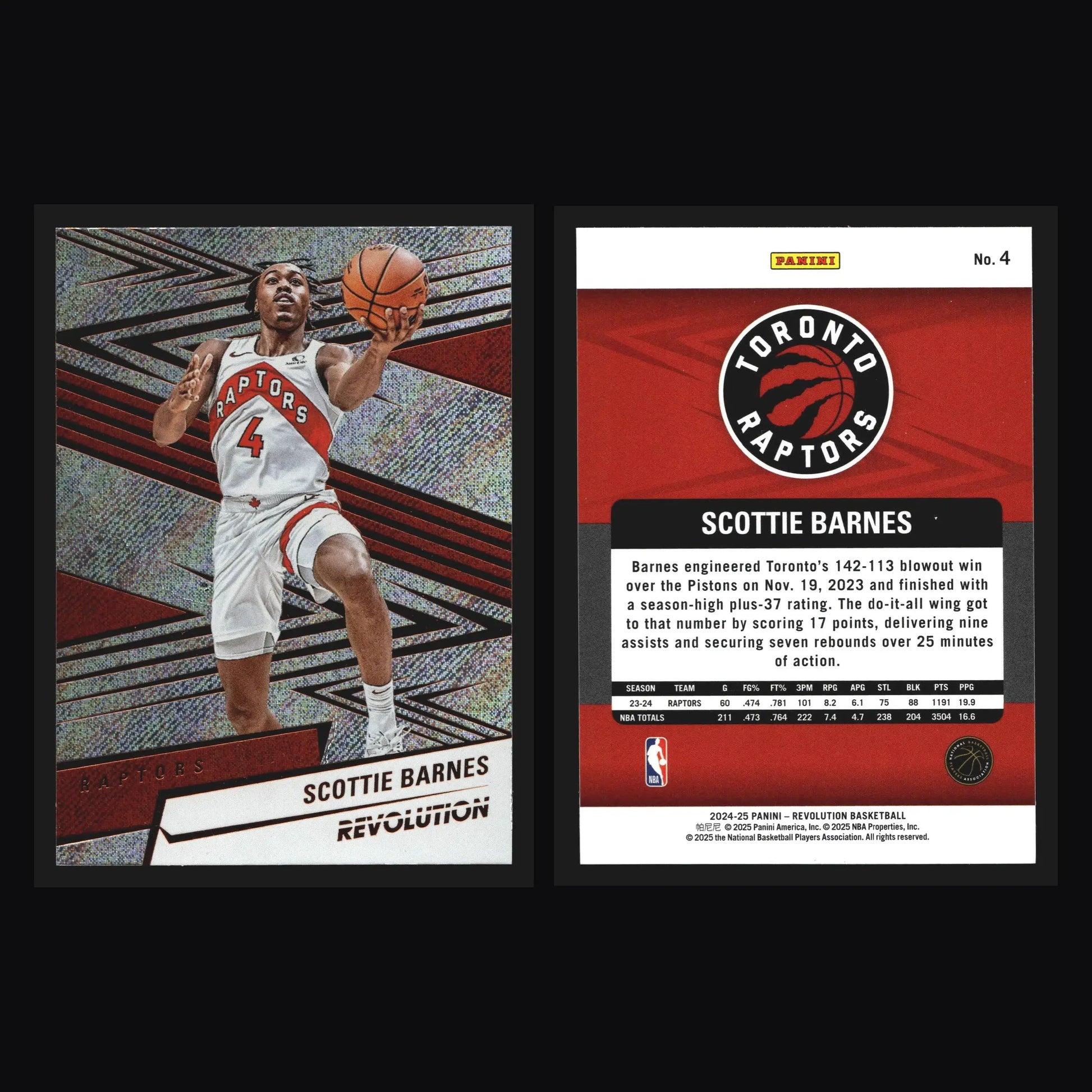 2024-25 Panini Revolution Scottie Barnes #4 Toronto Raptors