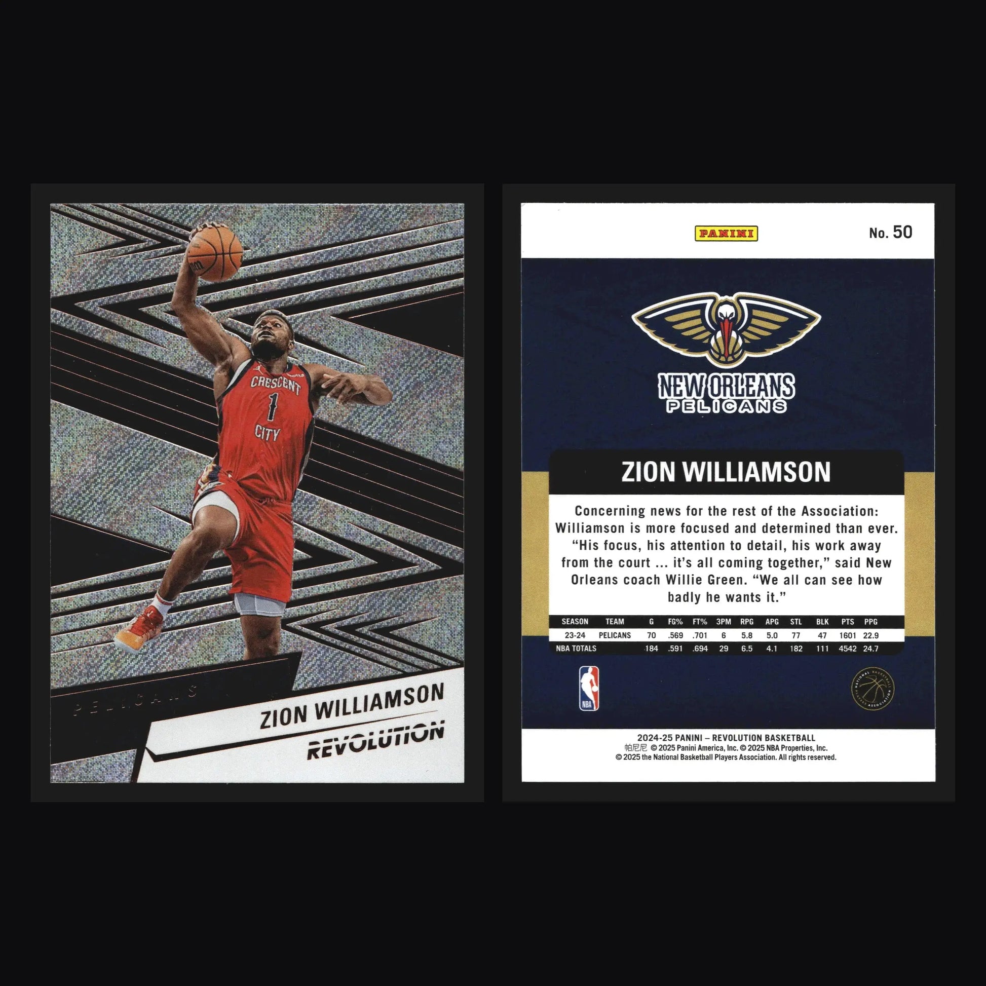 2024-25 Panini Revolution Zion Williamson #50 New Orleans Pelicans