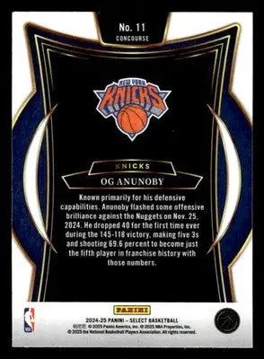 2024-25 Panini Select #11 OG Anunoby Concourse New York Knicks - Basketball Card Single