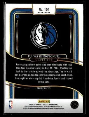 2024-25 Panini Select #154 P.J. Washington Jr. Silver Prizm - Basketball Card Single