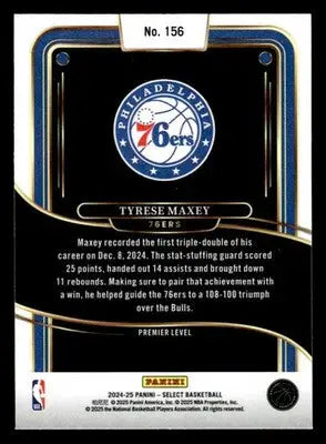 2024-25 Panini Select #156 Premier Level Tyrese Maxey Philadelphia 76ers - Basketball Card Single
