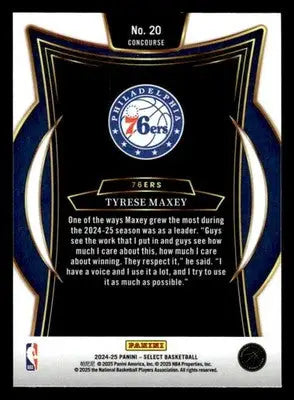 2024-25 Panini Select #20 Tyrese Maxey Concourse Philadelphia 76ers - Basketball Card Single