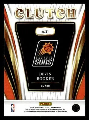2024-25 Panini Select #21 Devin Booker Clutch - Basketball Card Single