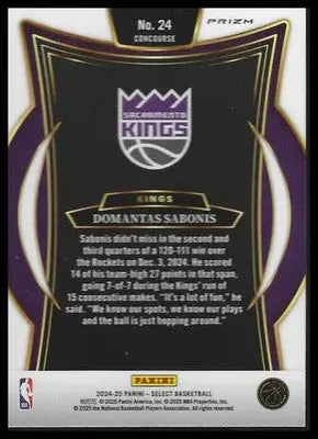 2024-25 Panini Select #24 Domantas Sabonis Blue Prizm