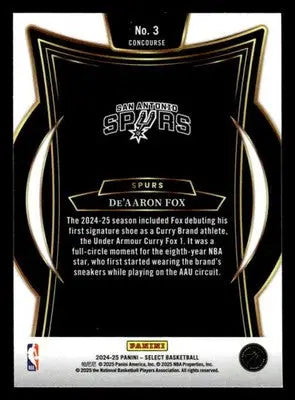 2024-25 Panini Select #3 De’Aaron Fox - Basketball Card Single
