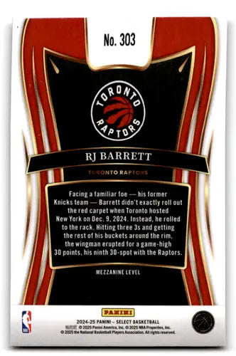 2024-25 Panini Select #303 RJ Barrett NM-MT Raptors Mezzanine ID:80951 - Basketball Card Single