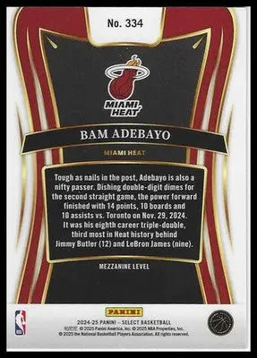2024-25 Panini Select #334 Bam Adebayo Mezzanine Level - Basketball Card Single