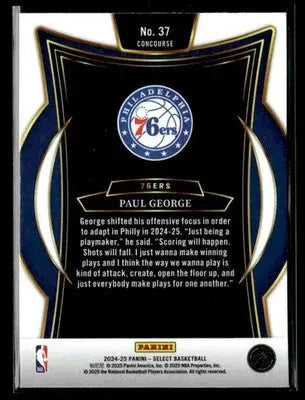 2024-25 Panini Select #37 Paul George Blue (Retail) Philadelphia 76ers - Basketball Card Single
