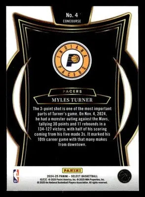 2024-25 Panini Select #4 Myles Turner - Basketball Card Single