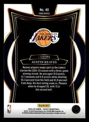2024-25 Panini Select #40 Austin Reaves Concourse Los Angeles Lakers - Basketball Card Single