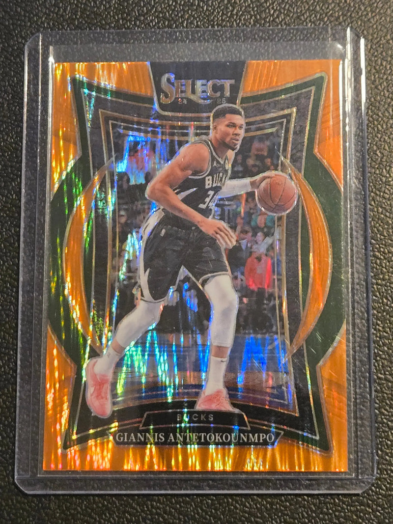 2024-25 Panini Select #43 Giannis Antetokounmpo Orange Flash Prizm - Basketball Card Single