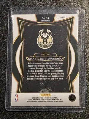 2024-25 Panini Select #43 Giannis Antetokounmpo Orange Flash Prizm - Basketball Card Single