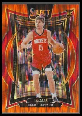 2024-25 Panini Select #68 Reed Sheppard Orange Flash Prizm Houston Rockets RC