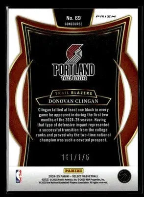 2024-25 Panini Select #69 Donovan Clingan Maroon Prizm - Basketball Card Single