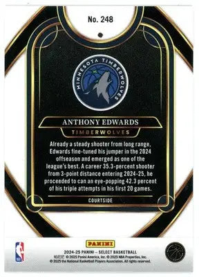 2024-25 Panini Select Anthony Edwards #248 Courtside Timberwolves - Basketball Card Single