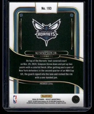 2024-25 Panini Select Basketball KJ Simpson Jr. #193 Premier Level Blue RC - Basketball Card Single