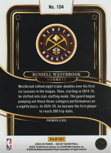 2024-25 Panini Select Blue #104 Russell Westbrook NM-MT Nuggets Premier ID:80946 - Basketball Card Single