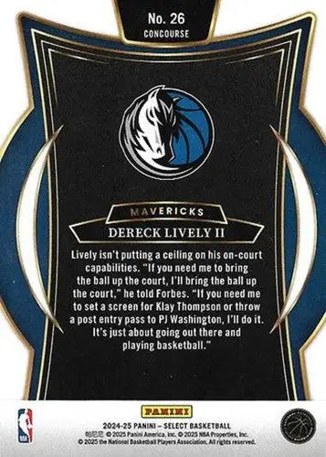 2024-25 Panini Select Blue #26 Dereck Lively II NM-MT Mavericks Concour ID:80934 - Basketball Card Single