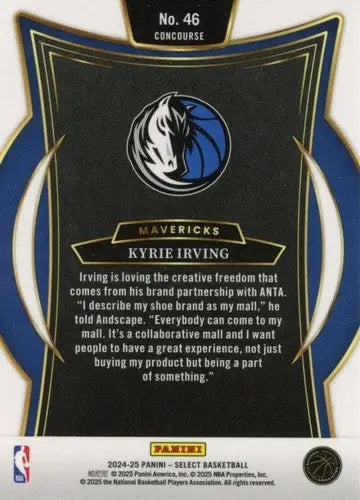 2024-25 Panini Select Blue #46 Kyrie Irving NM-MT Mavericks Concourse ID:80925 - Basketball Card Single