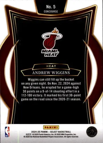 2024-25 Panini Select Blue #5 Andrew Wiggins NM-MT Heat Concourse ID:80929 - Basketball Card Single