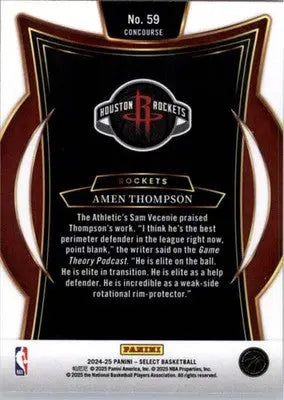 2024-25 Panini Select Blue #59 Amen Thompson NM-MT Rockets Concourse ID:80937 - Basketball Card Single