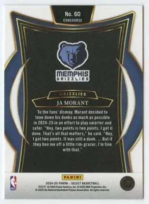 2024-25 Panini Select Blue #60 Ja Morant NM-MT Grizzlies Concourse ID:80938 - Basketball Card Single