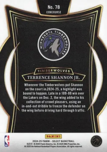 2024-25 Panini Select Blue #78 Terrence Shannon Jr. NM-MT Timberwolves ID:80928 - Basketball Card Single