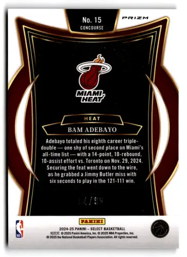 2024-25 Panini Select Blue Flash Prizms #15 Bam Adebayo NM-MT 04/99 Hea ID:80959 - Basketball Card Single