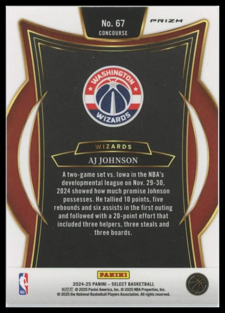 2024-25 Panini Select - Concourse AJ Johnson #67 Blue Cracked Ice Prizm (RC)