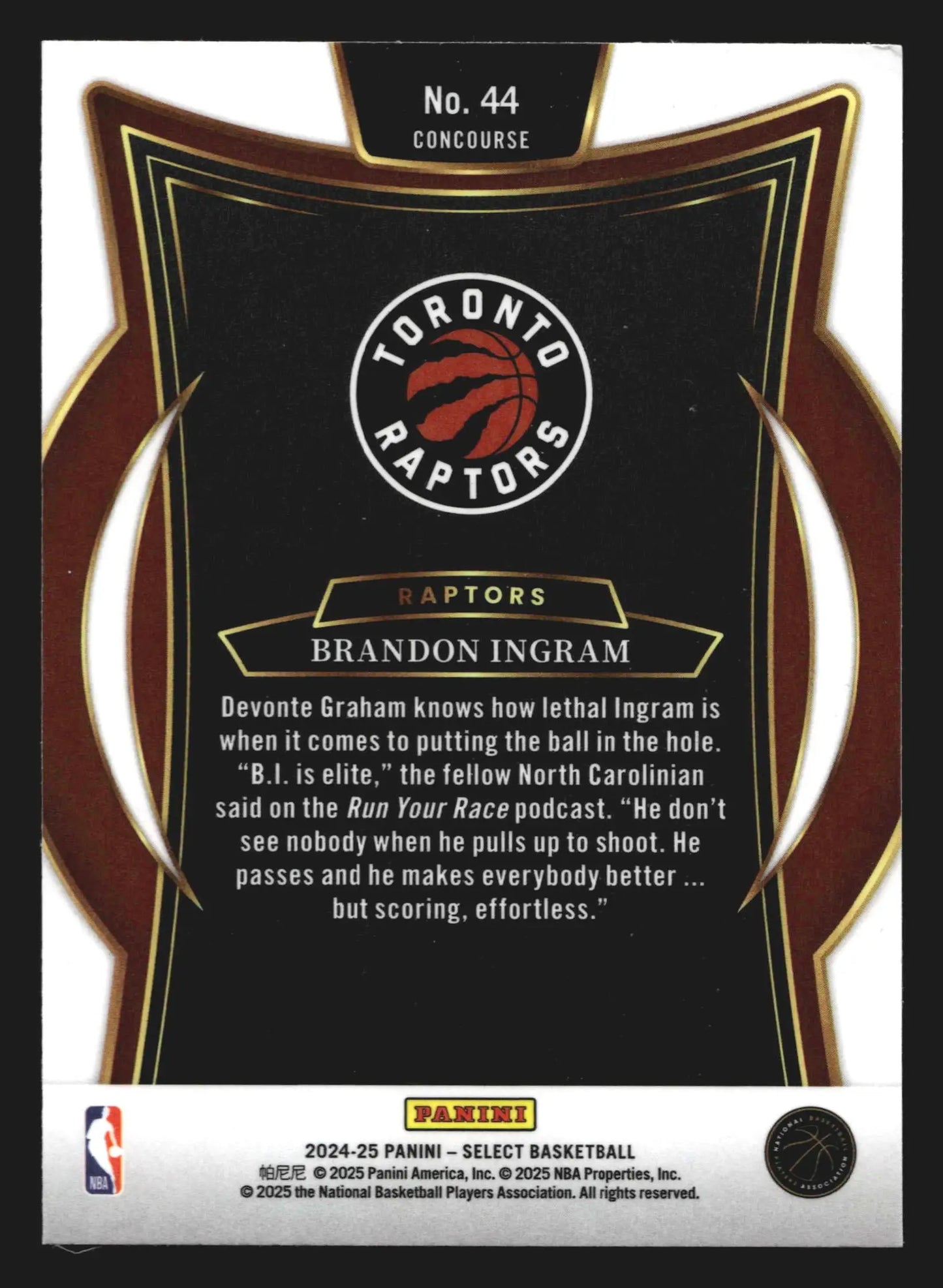 2024-25 Panini Select Concourse Brandon Ingram #44 Raptors - Basketball Card Single