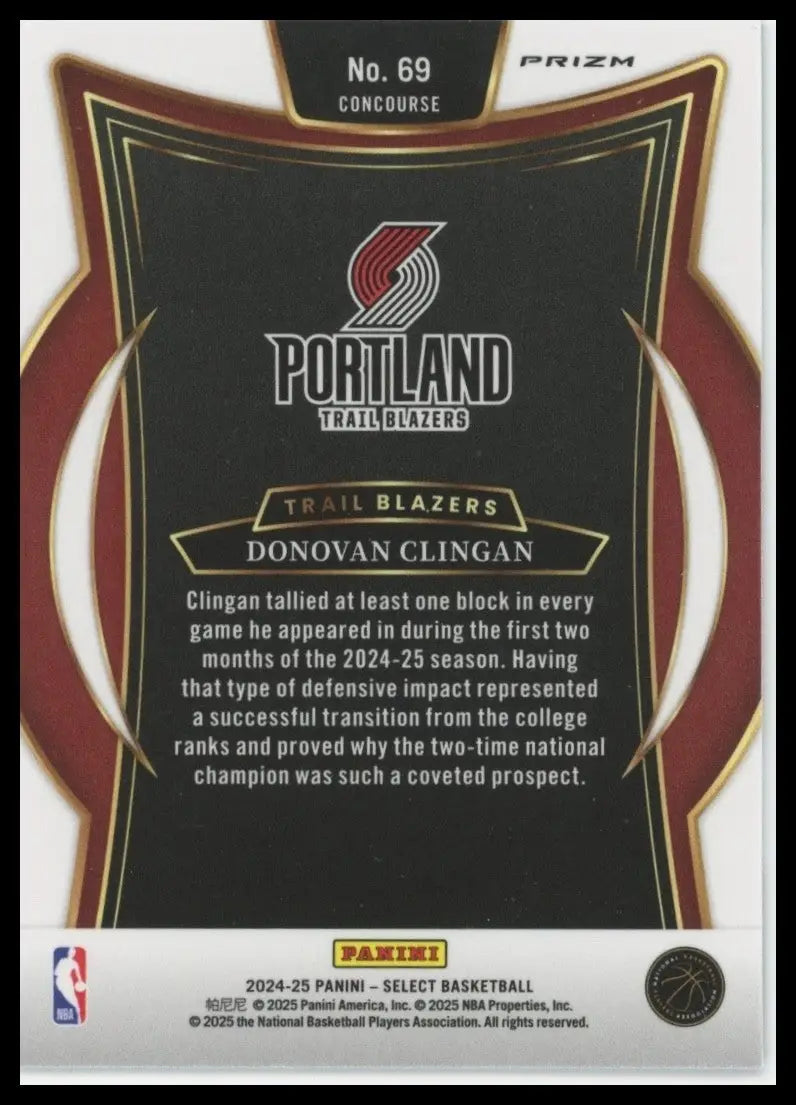 2024-25 Panini Select - Concourse Donovan Clingan #69 Green White Purple...