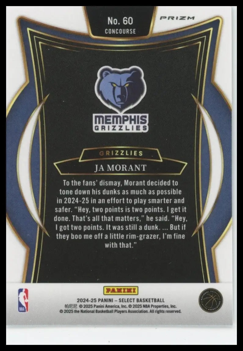 2024-25 Panini Select - Concourse Ja Morant #60 Silver Prizm