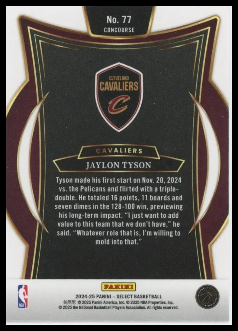2024-25 Panini Select - Concourse Jaylon Tyson #77 Blue (RC)