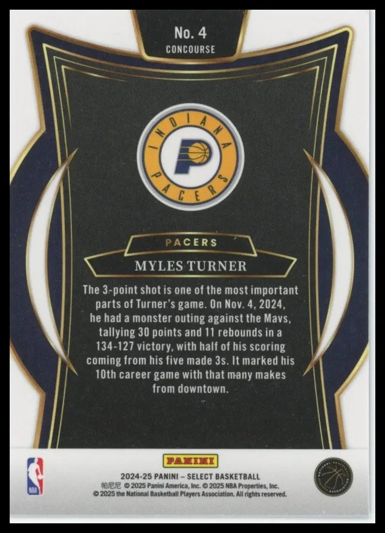 2024-25 Panini Select - Concourse Myles Turner #4 Blue