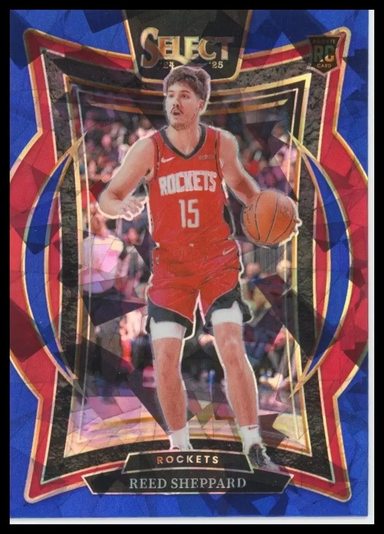 2024-25 Panini Select - Concourse Reed Sheppard #68 Blue Cracked Ice Prizm (RC)