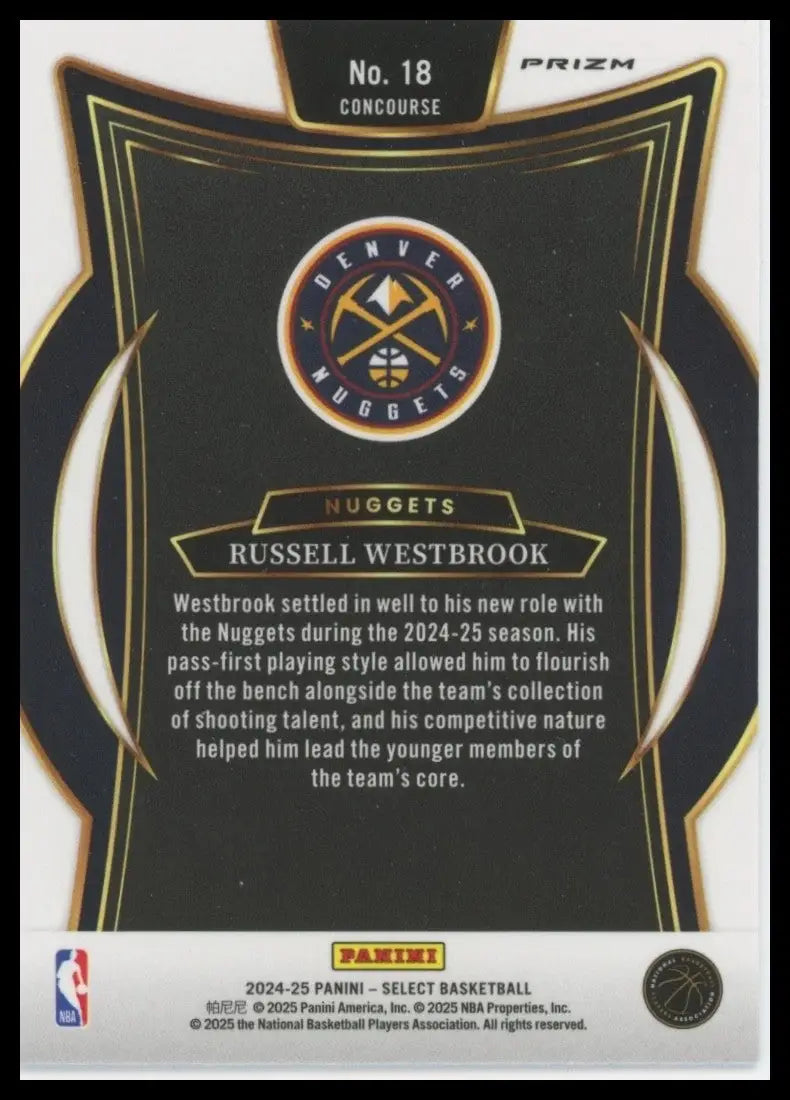 2024-25 Panini Select - Concourse Russell Westbrook #18 Blue Cracked Ice Prizm