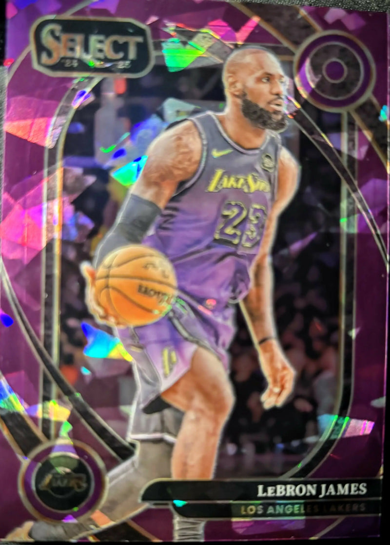 2024 PANINI SELECT SSP COURTSIDE PURPLE CRACKED ICE /99 COLOR MATCH LEBRON JAMES