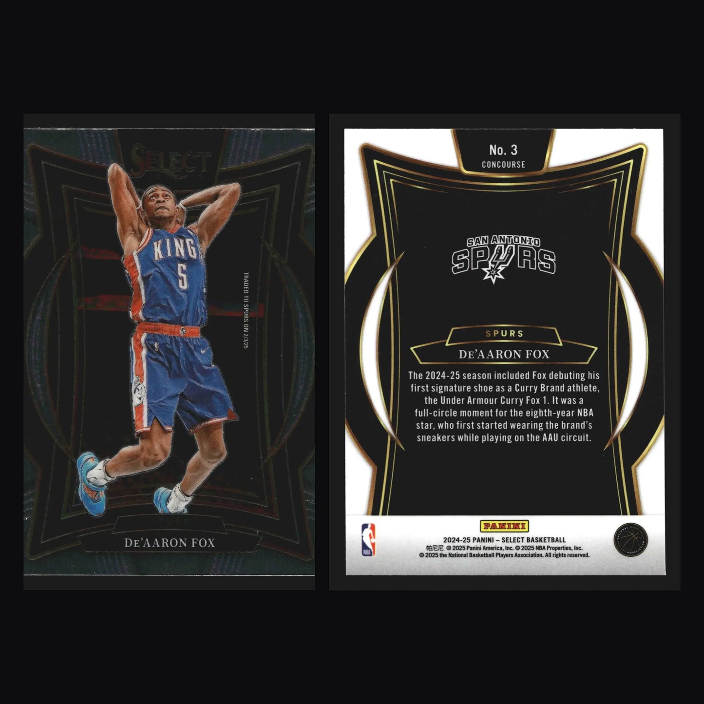 2024-25 Panini Select De’Aaron Fox #3 Concourse San Antonio Spurs - Basketball Card Single
