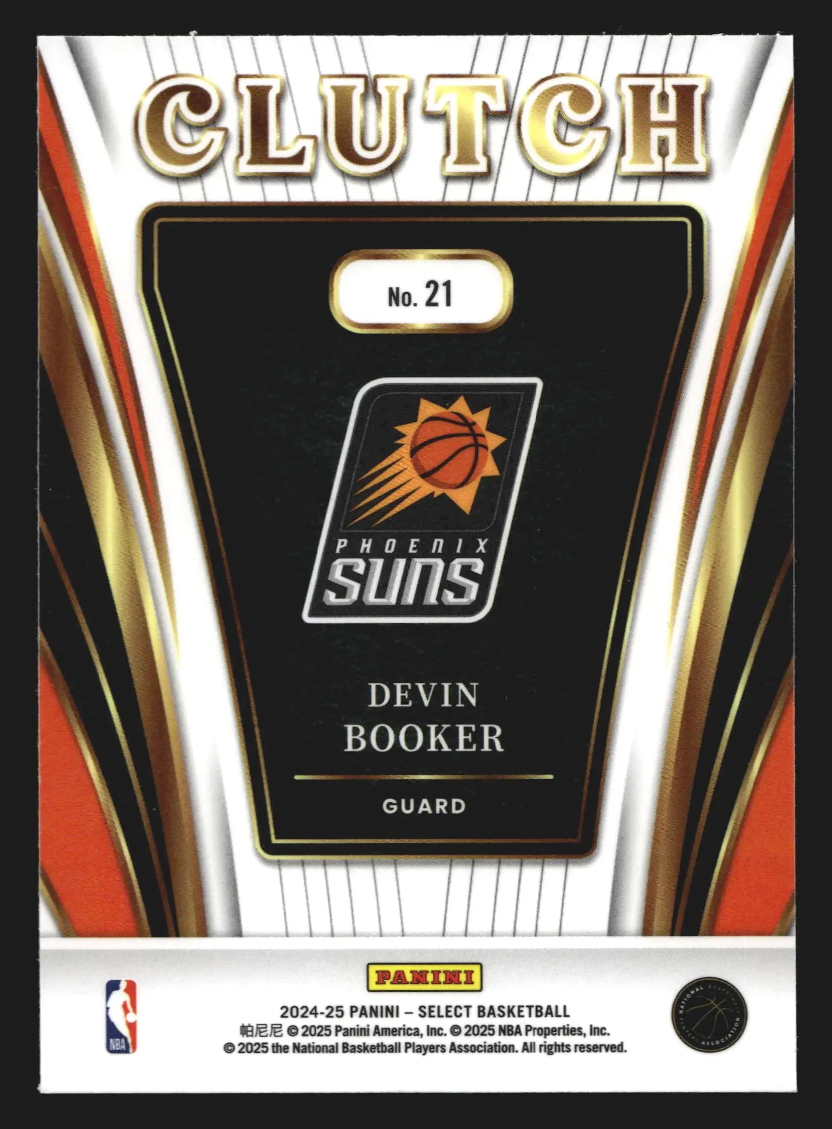 2024-25 Panini Select Devin Booker #21 Clutch Insert Phoenix Suns - Basketball Card Single