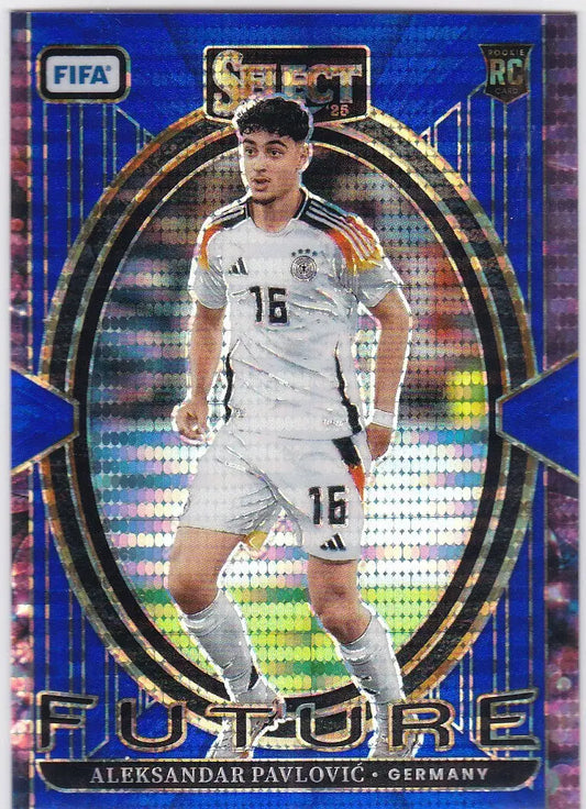 2024-25 Panini Select FIFA #17 Aleksandar Pavlovic RC Blue Pulsar - Soccer Card Single