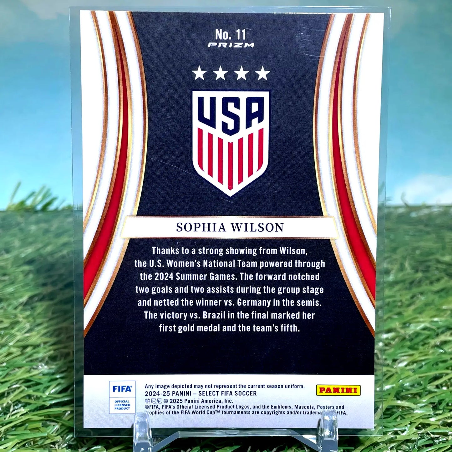 Sophia Wilson soccer card from 2024-25 Panini Select FIFA Equalizers series
