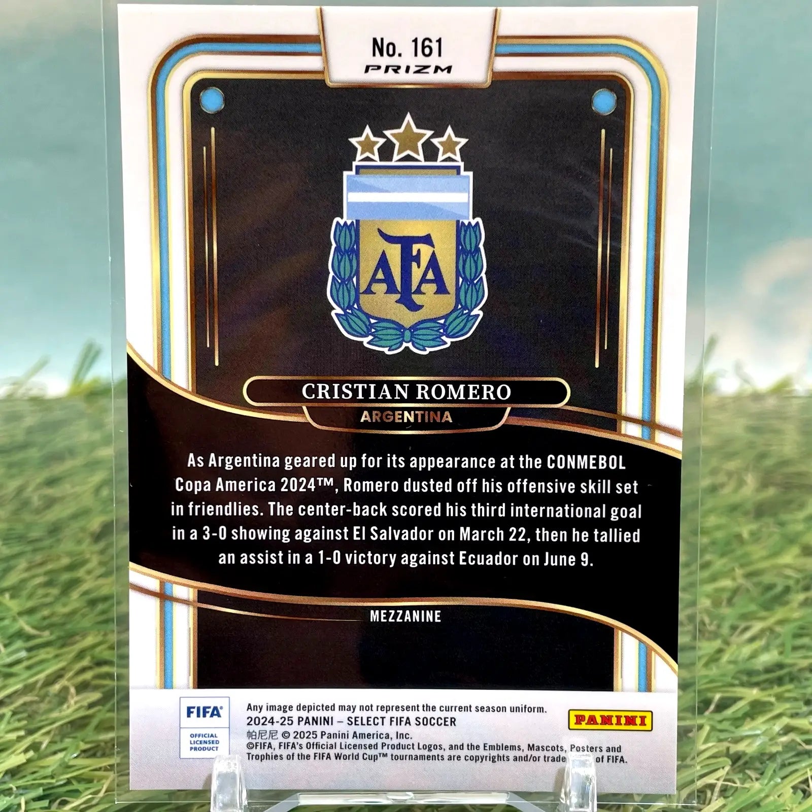 2024-25 Panini Select Fifa Mezzanine Cristian Romero #161 Purple Mojo Prizm - Soccer Card Single