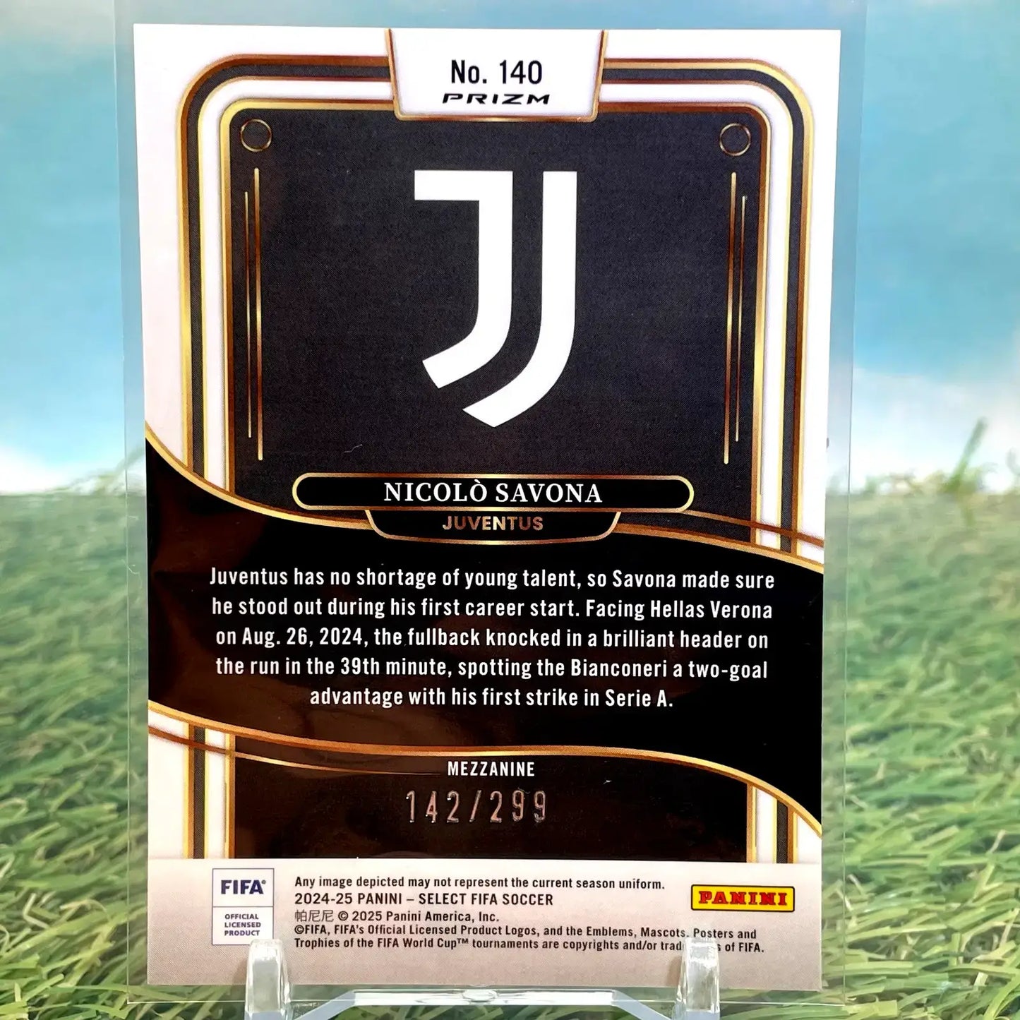 2024-25 Panini Select FIFA NICOLO SAVONA /299 RC Mojo Pink Prizm Mezzanine #140 - Soccer Card Single