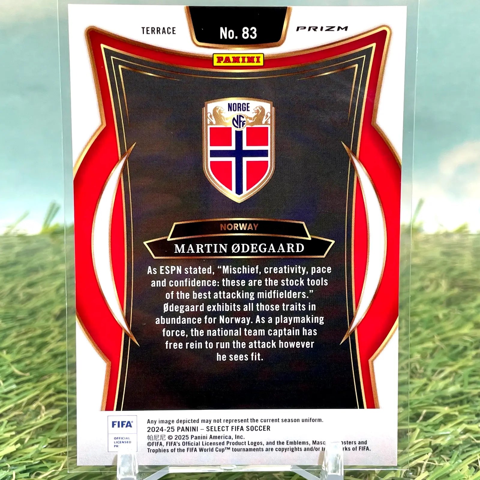2024-25 Panini Select Fifa Terrace Martin Odegaard #83 Purple Mojo Prizm - Soccer Card Single