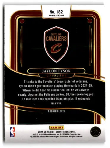 2024-25 Panini Select Green White Purple Prizms #182 Jaylon Tyson NM-MT ID:80955 - Basketball Card Single